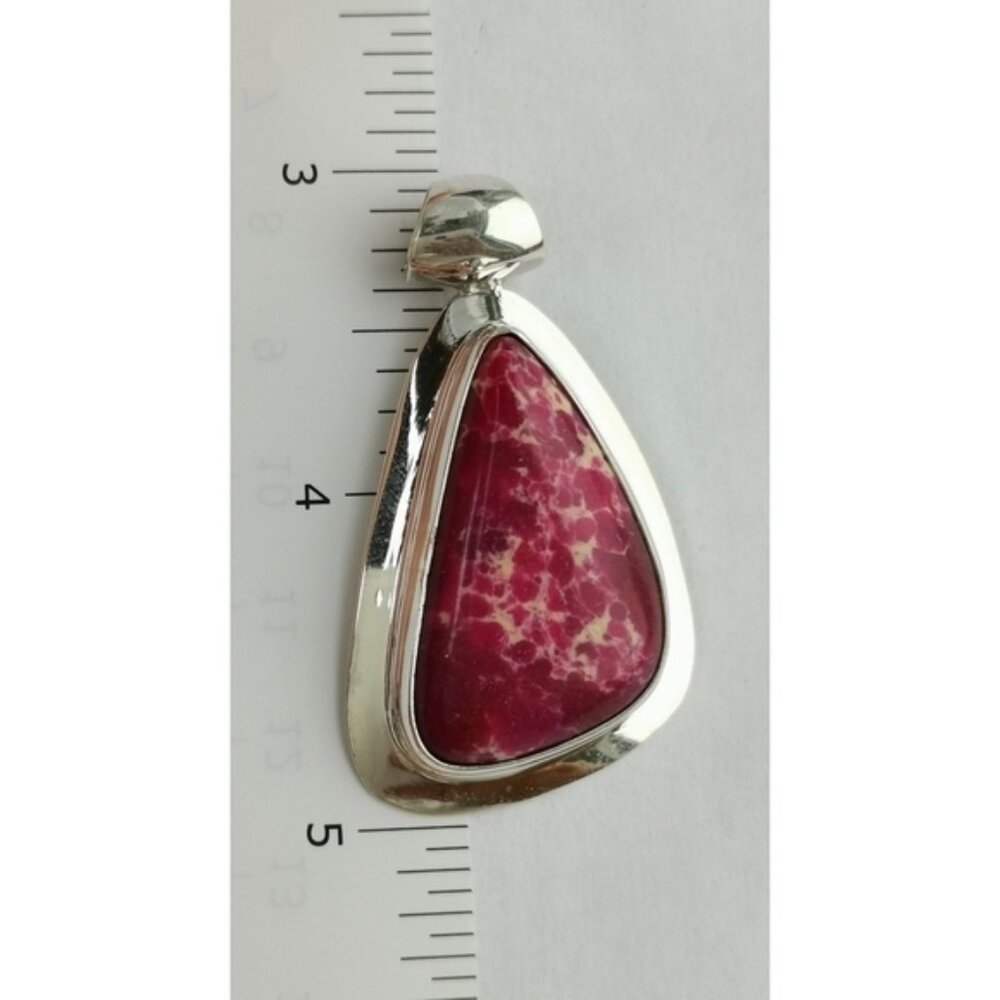 Sterling Silver Raspberry Red Jasper Drop Pendant - image 5